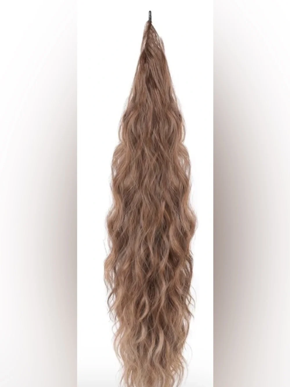 Wrap-Around Wavy Ponytail Extension 26” – Medium Brown with Highlights NEW